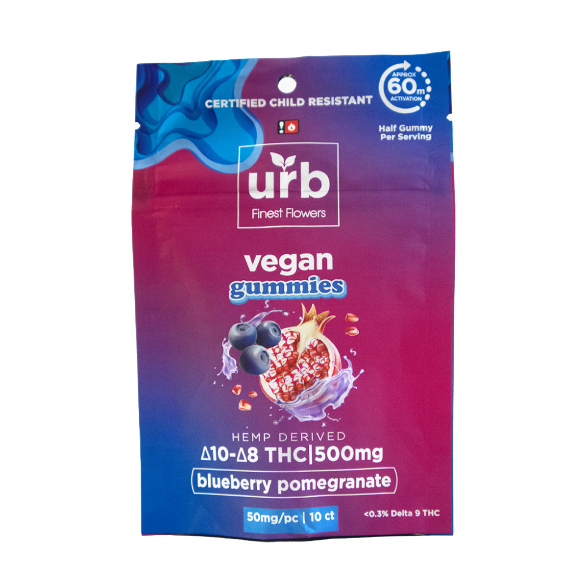 D10/D8 THC Gummies 500MG – Blueberry Pomegranate