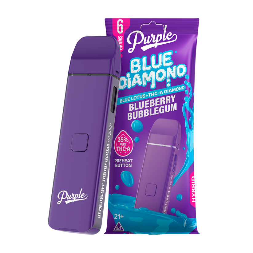 Purple Organics Blue Diamond Disposable THCA - 6 Grams - Blueberry Bubblegum (Hybrid)
