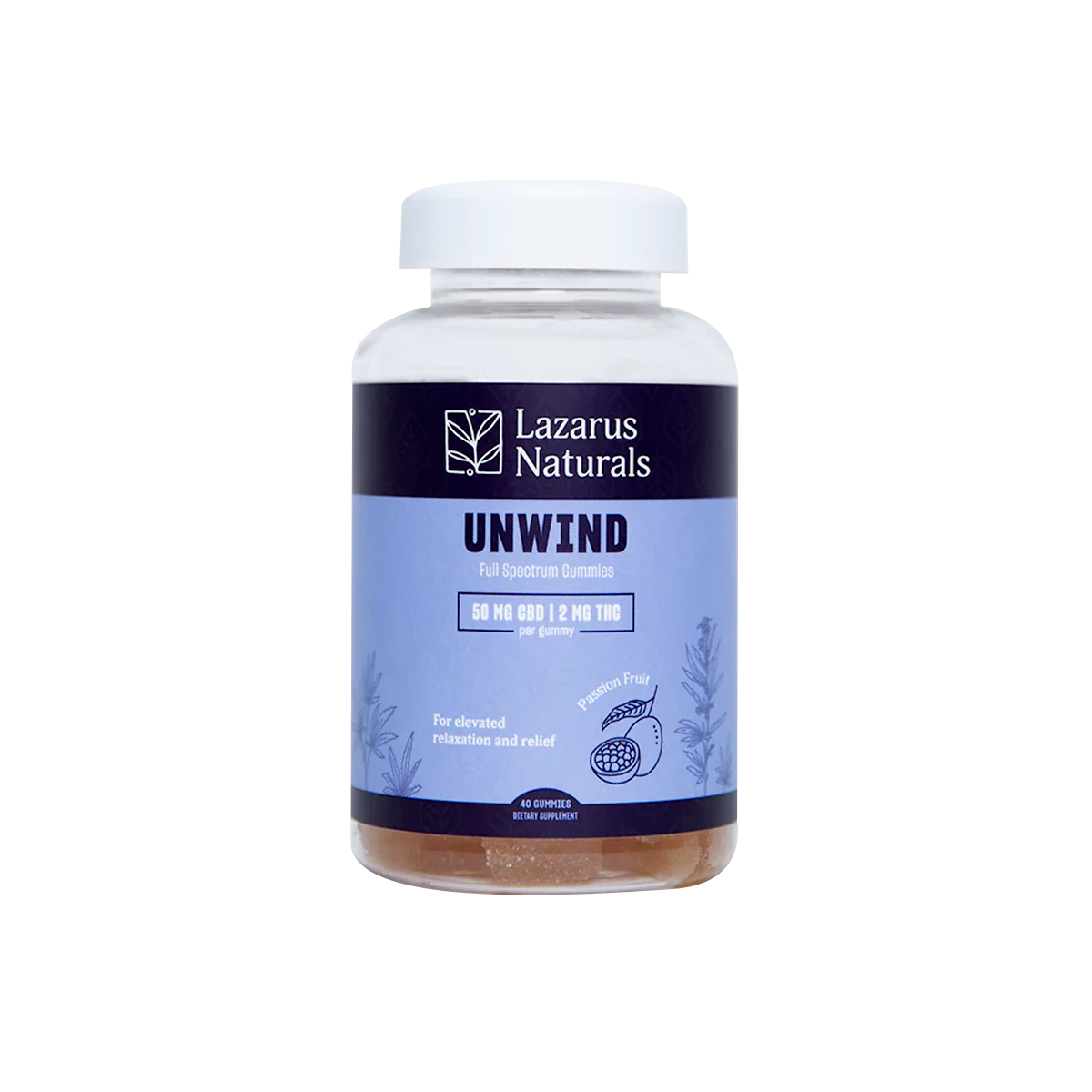 Lazarus Naturals CBD+THC GUMMIES, UNWIND - 40 Count