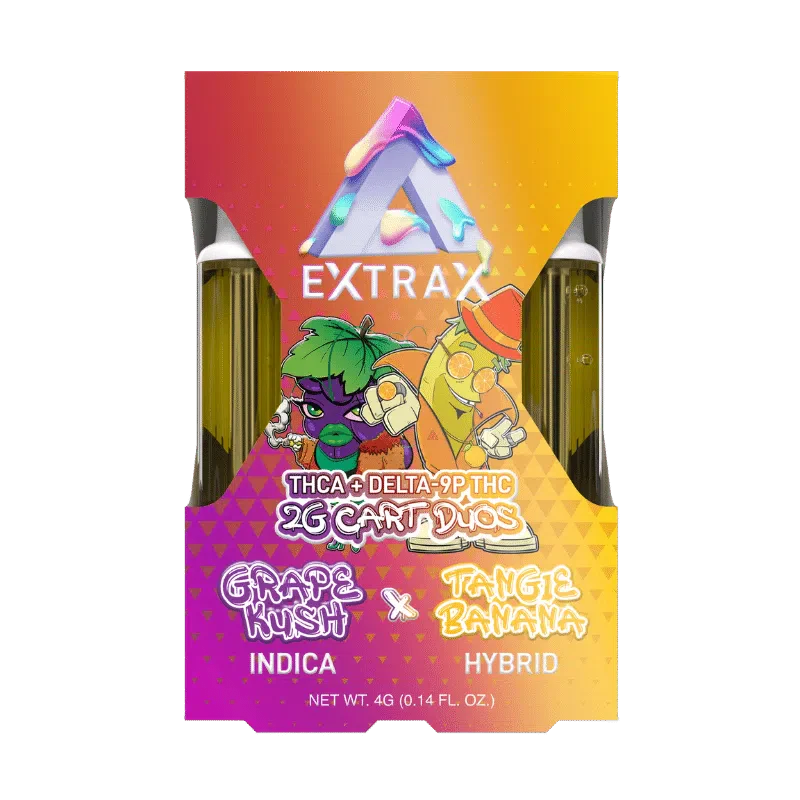 Delta Extrax Adios Blend THC-A Cartridge | 4g - Grape Kush (Indica) X Tangie Banana (Hybrid)
