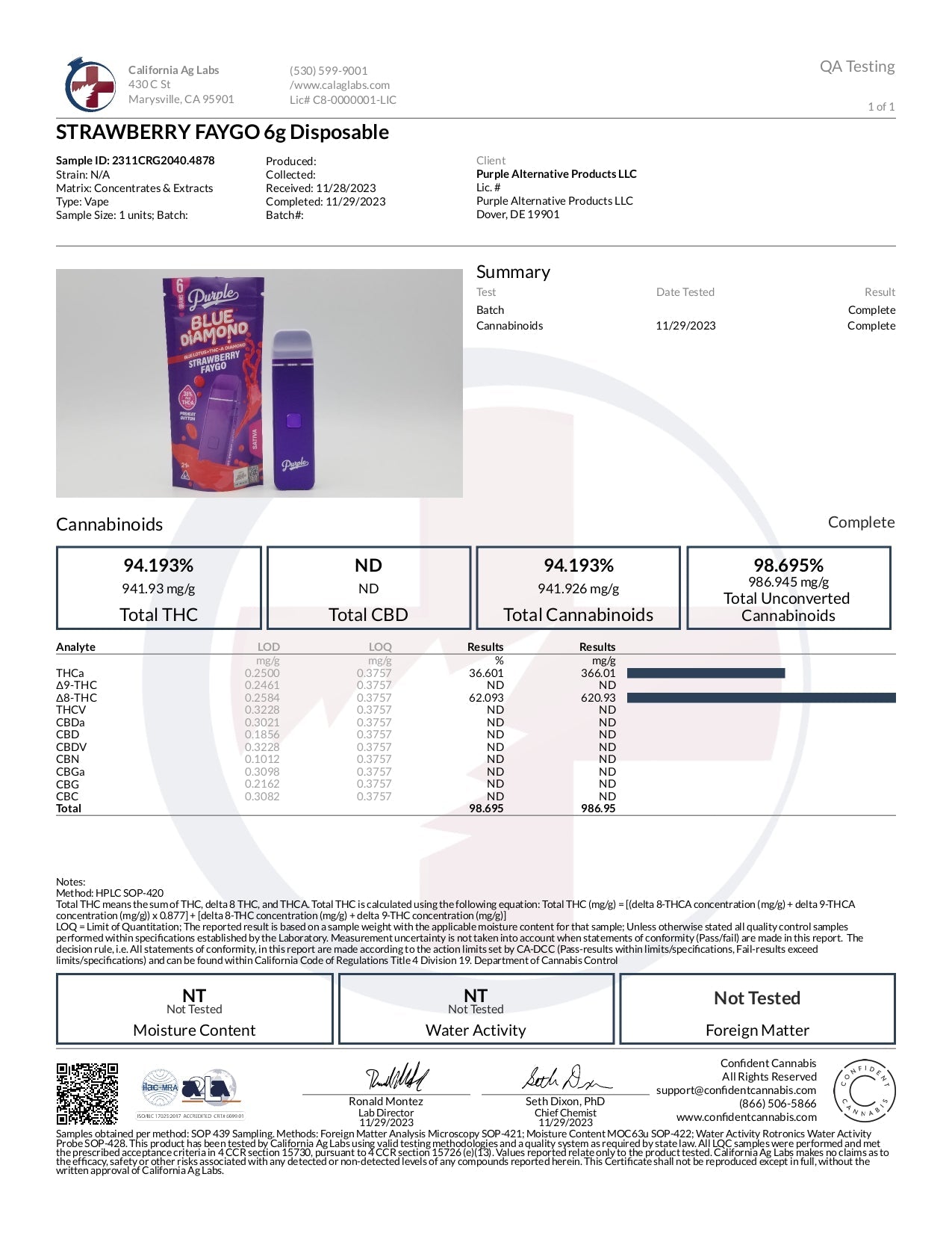 Purple Organics Blue Diamond Disposable THCA - 6 Grams