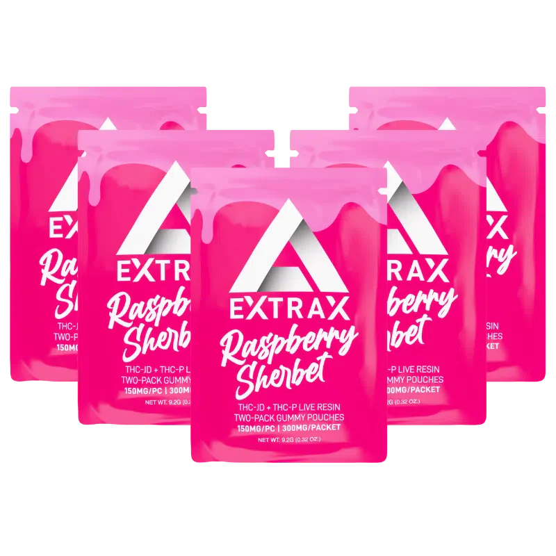 Delta Extrax Lights Out Live Resin THC-JD + THC-P 300mg Gummies - Raspberry Sherbet