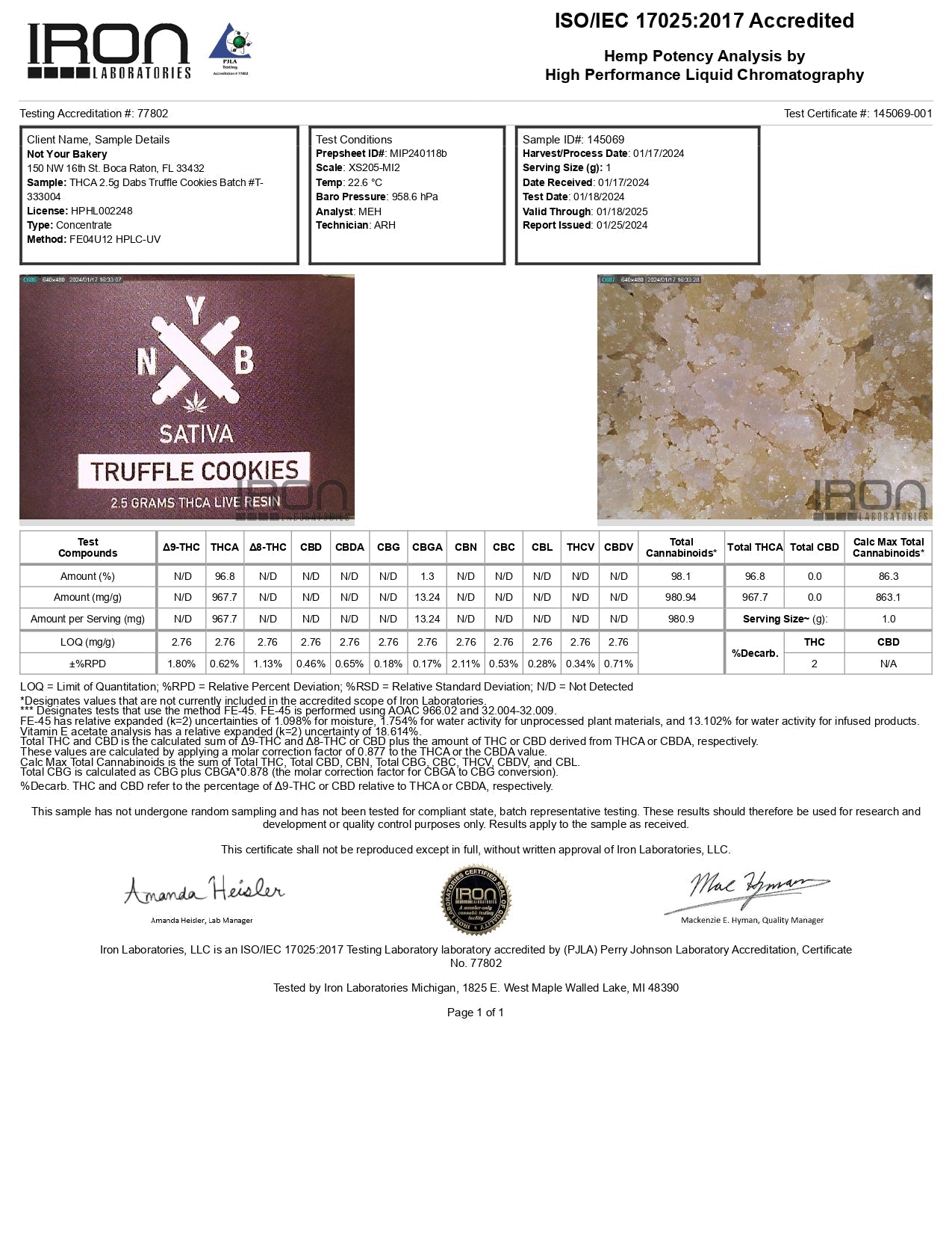 Not Your Bakery 2.5G THCA Dabs