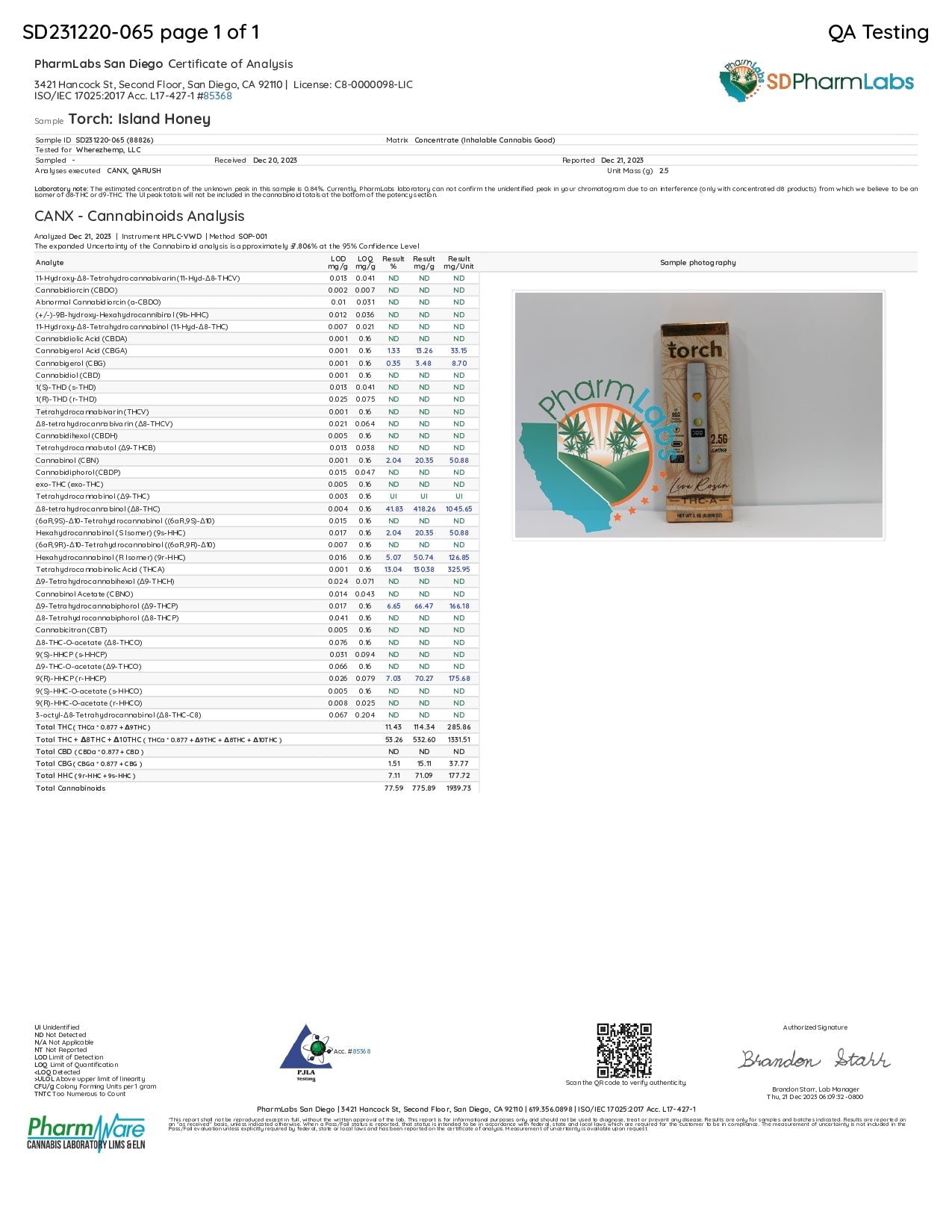 Torch THC-A Live Rosin Disposable | 2.5g