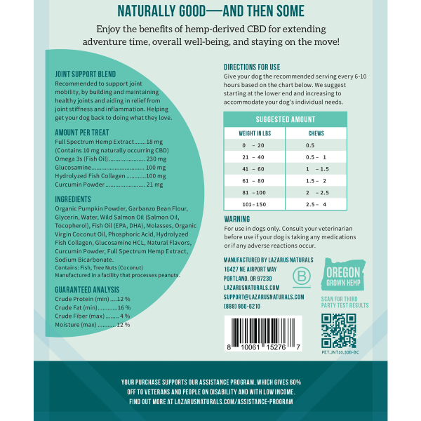 Lazarus Naturals Joint Support CBD Dog Chews - Salmon