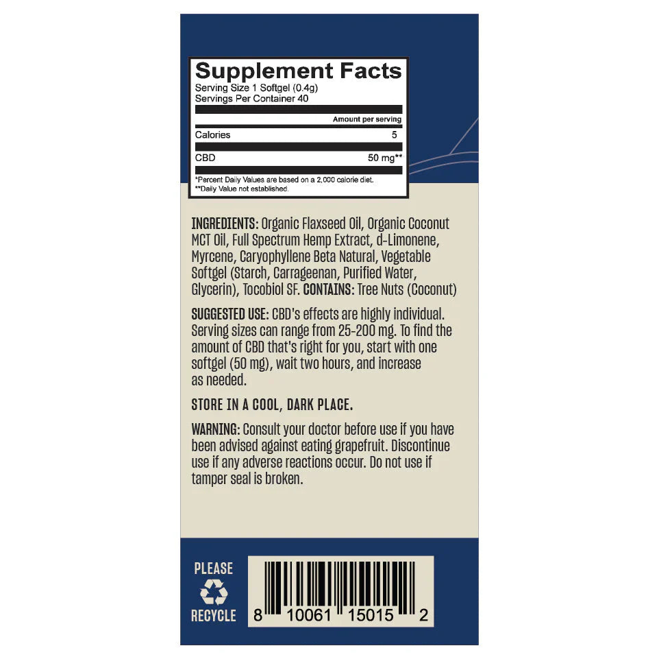 Lazarus Naturals CBD SOFTGELS 50mg