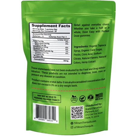 Tillman Tranquils CBD Gummies 50mg Broad Spectrum CBD Watermelon
