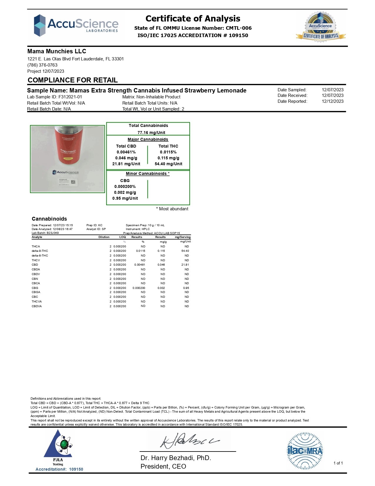 Mama's Cannabis Infused Drink | Extra Strenght - 50MG