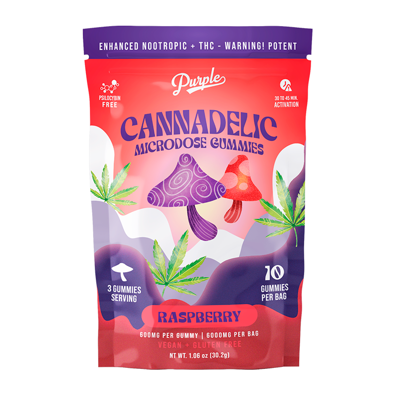 Purple Organics Cannadelics Microdose Gummies - 10CT - Raspberry