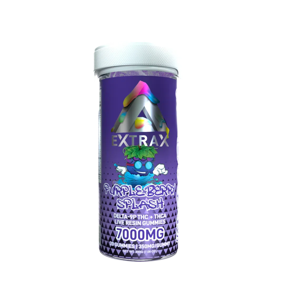 Delta Extrax 7000mg Adiós Blend Gummies - Purple Berry Splash (Hybrid)