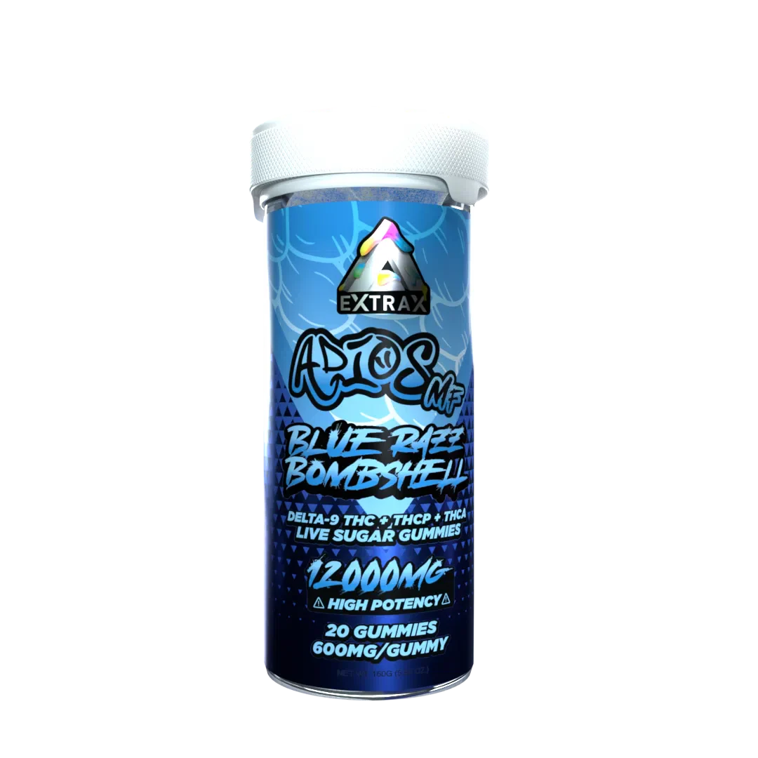 Delta Extrax 12000MG Adiós MF Blend Gummies - Blue Razz Bombshell (Hybrid)