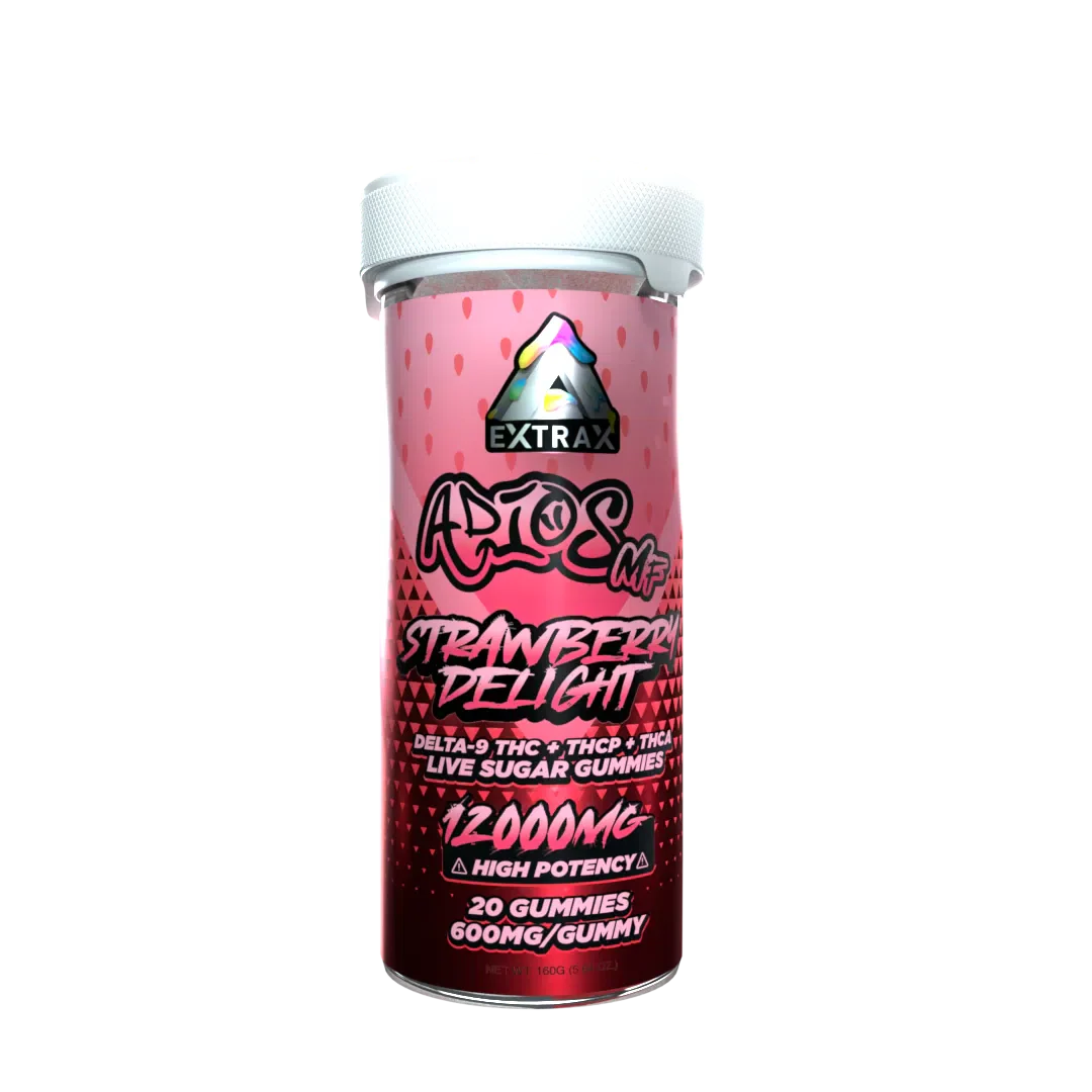 Delta Extrax 12000MG Adiós MF Blend Gummies - Strawberry Delight (Hybrid)