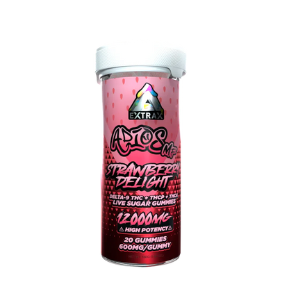 Delta Extrax 12000MG Adiós MF Blend Gummies - Strawberry Delight (Hybrid)