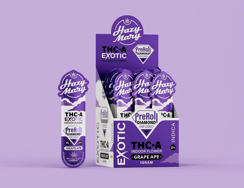 Hazy Mary Exotic THC-A 1G Diamond Infused Pre-Rolls - 40ct Display