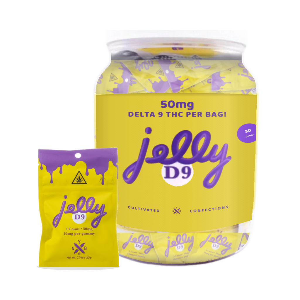 Jelly 50mg D9 THC Mixed Fruit Gummies - 30ct Jar