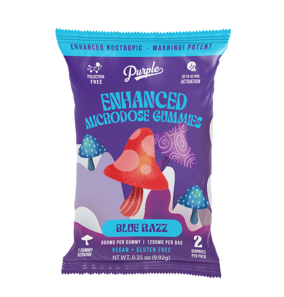 Purple Mushroom Enhanced Microdose Gummies - 2CT - Blue Razz