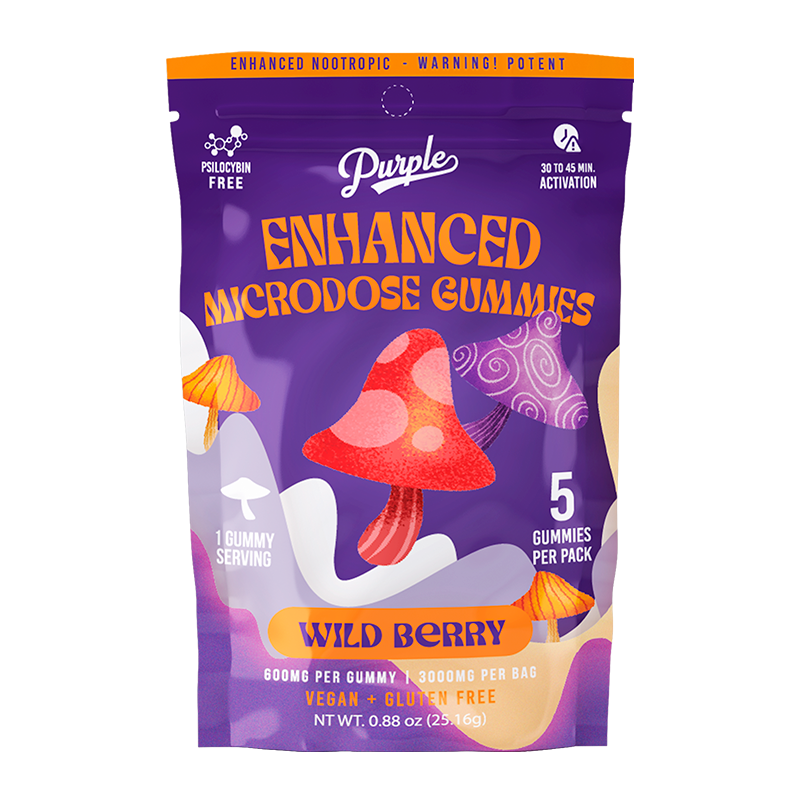 Purple Mushroom Enhanced Microdose Gummies - 5CT - Wildberry