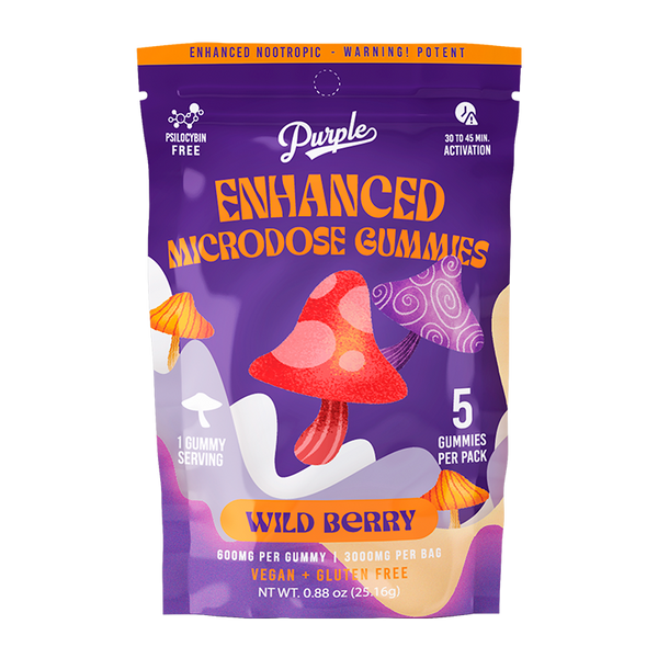 Purple Mushroom Enhanced Microdose Gummies - 5CT - Wildberry