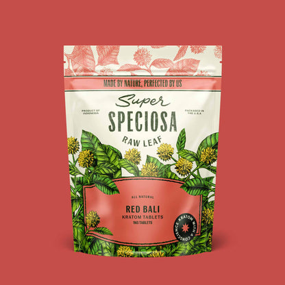 Super Speciosa RED bALI kratom tablets in 1 kilogram size and bag.