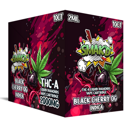 Smak'd 2ML THC-A Liquid Diamonds Vape Cartridge - Black Cherry OG (Indica)2