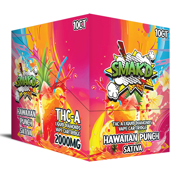 Smak'd 2ML THC-A Liquid Diamonds Vape Cartridge - Hawaiian Punch (Sativa)2