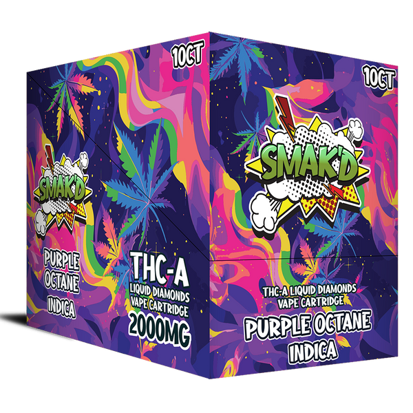 Smak'd 2ML THC-A Liquid Diamonds Vape Cartridge - Purple Octane (Indica)2