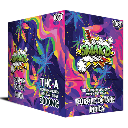 Smak'd 2ML THC-A Liquid Diamonds Vape Cartridge - Purple Octane (Indica)2