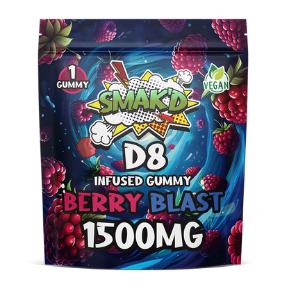 Smak'd Delta 8 Infused Gummies - 1500mg - Berry Blast2