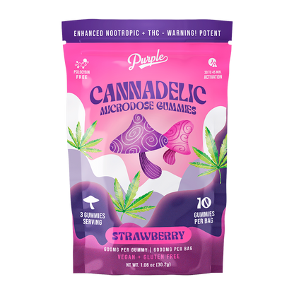 Purple Organics Cannadelics Microdose Gummies - 10CT - Strawberry