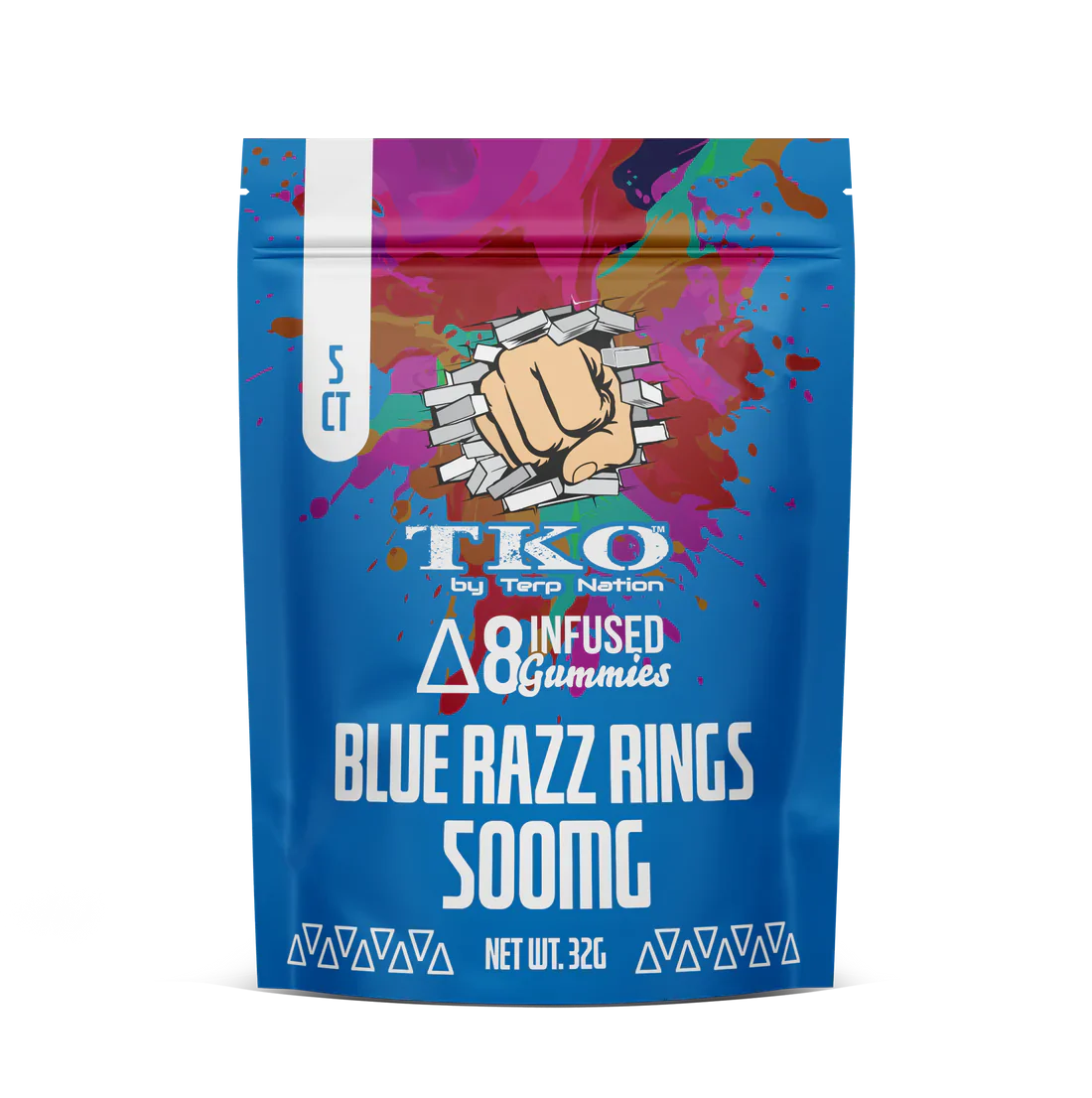 TKO D-8 Infused Gummies 500mg- Blue Razz Rings