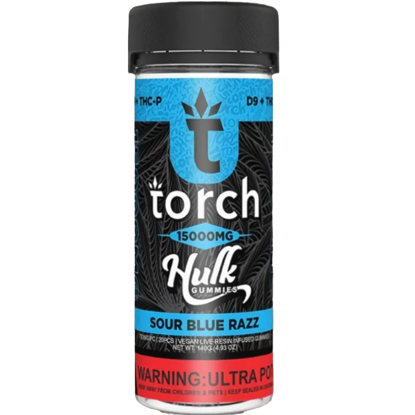 Torch Live Resin D9 + THCP Hulk Gummies 15000mg | Sour Blue Razz