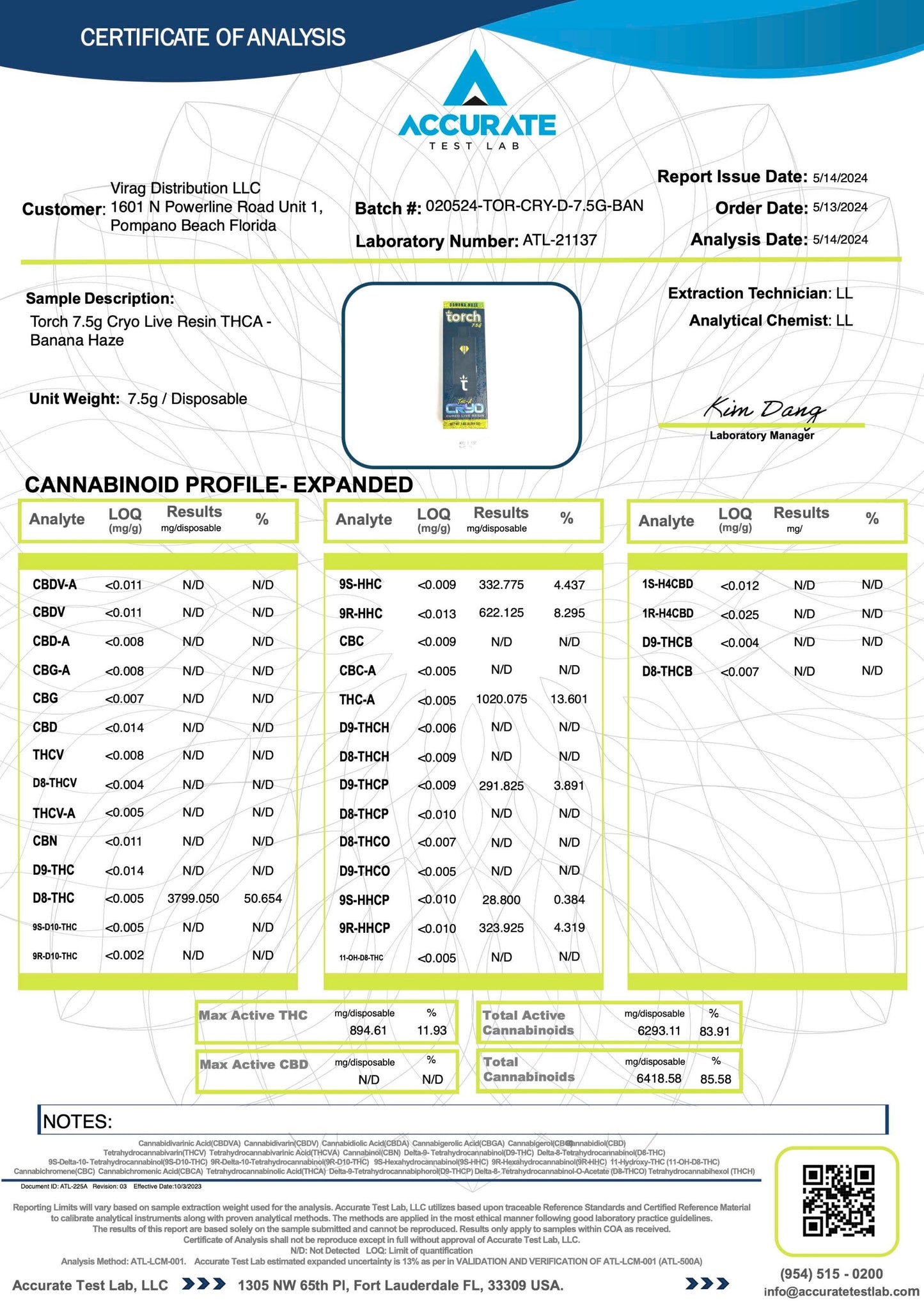 Torch CRYO THC-A Cured Live Resin | 7.5G