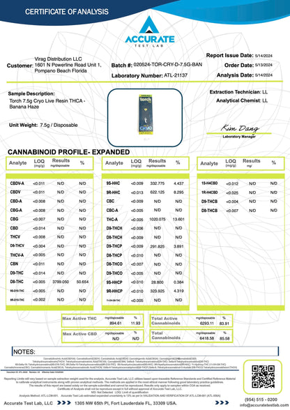 Torch CRYO THC-A Cured Live Resin | 7.5G