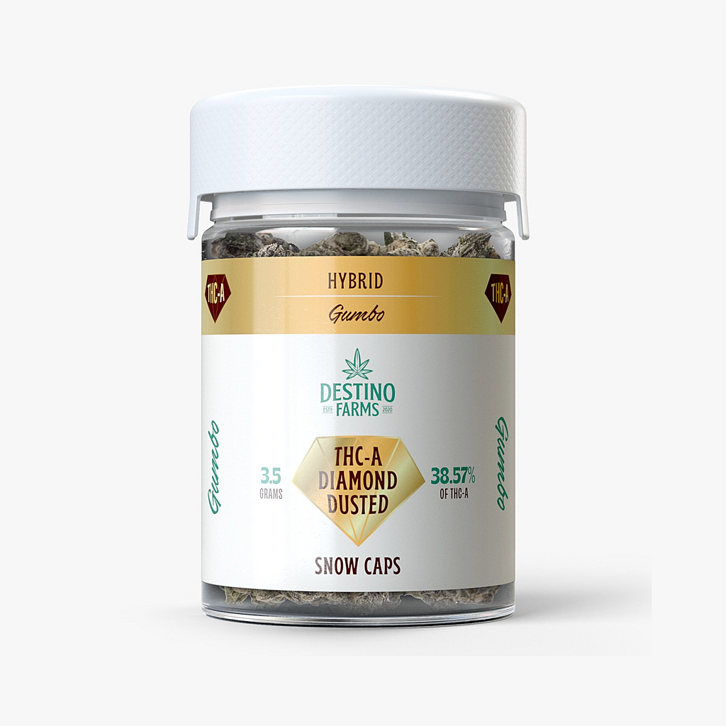 Destino Farms Diamond Dusted THC-A Snow Caps 3.5G Jar