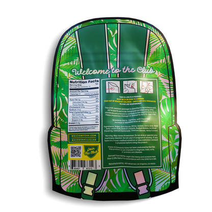 A green bag of Hidden Hills Edibles contains 3000mg flavored gummy belts.