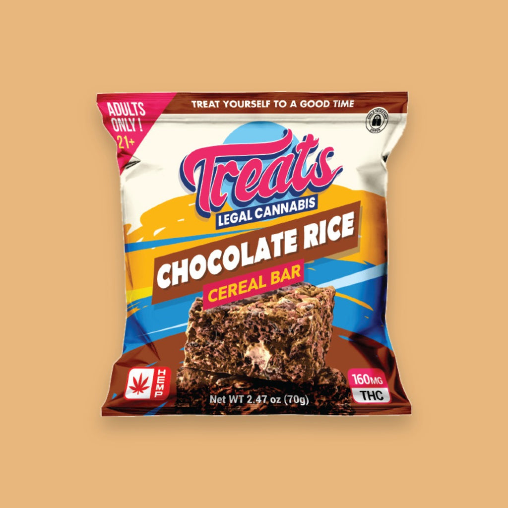 Treats 160mg THC Chocolate Rice Cereal Bar - 5ct Display