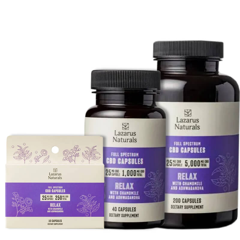 Lazarus Naturals - CBD Capsules - Relaxation Isolate Blend - 25mg