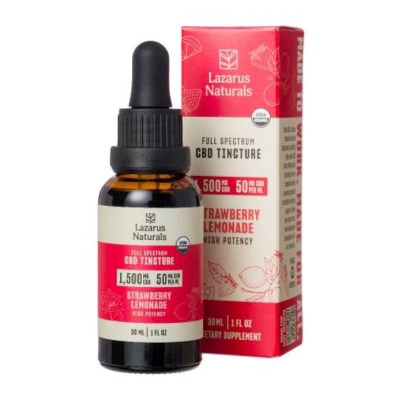 Lazarus Naturals - CBD Tincture -Full Spectrum Oil - Strawberry Lemonade - 1500mg-6000mg